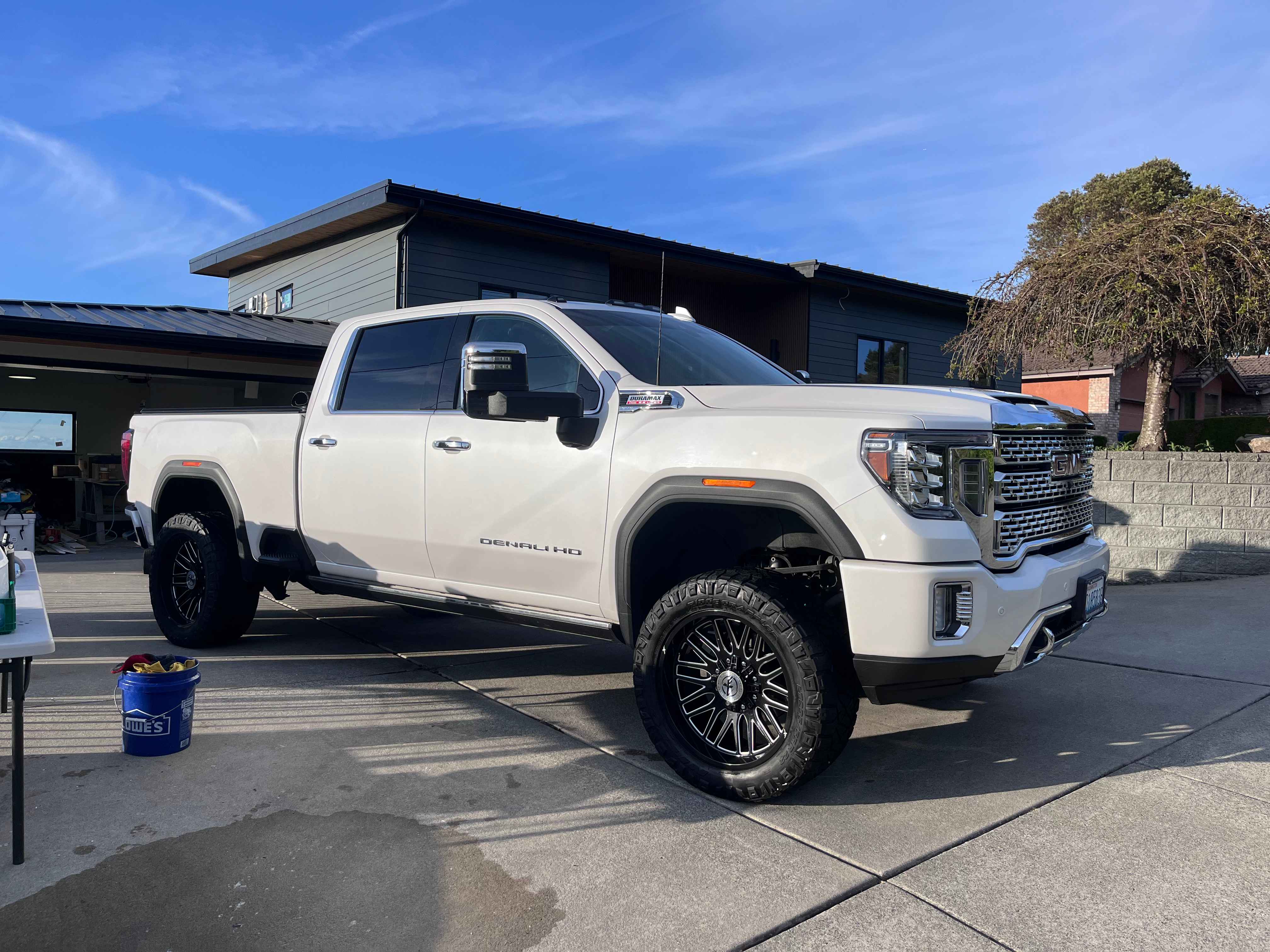 White GMC Denali HD truck exterior detailing